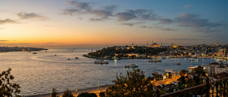 Wide view of Istanbul’s shores and historic silhouette